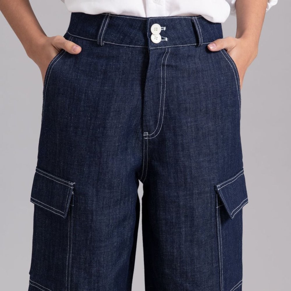 The Frankie Shop Lomi Cargo Denim Pants (Navy) Si… Gem